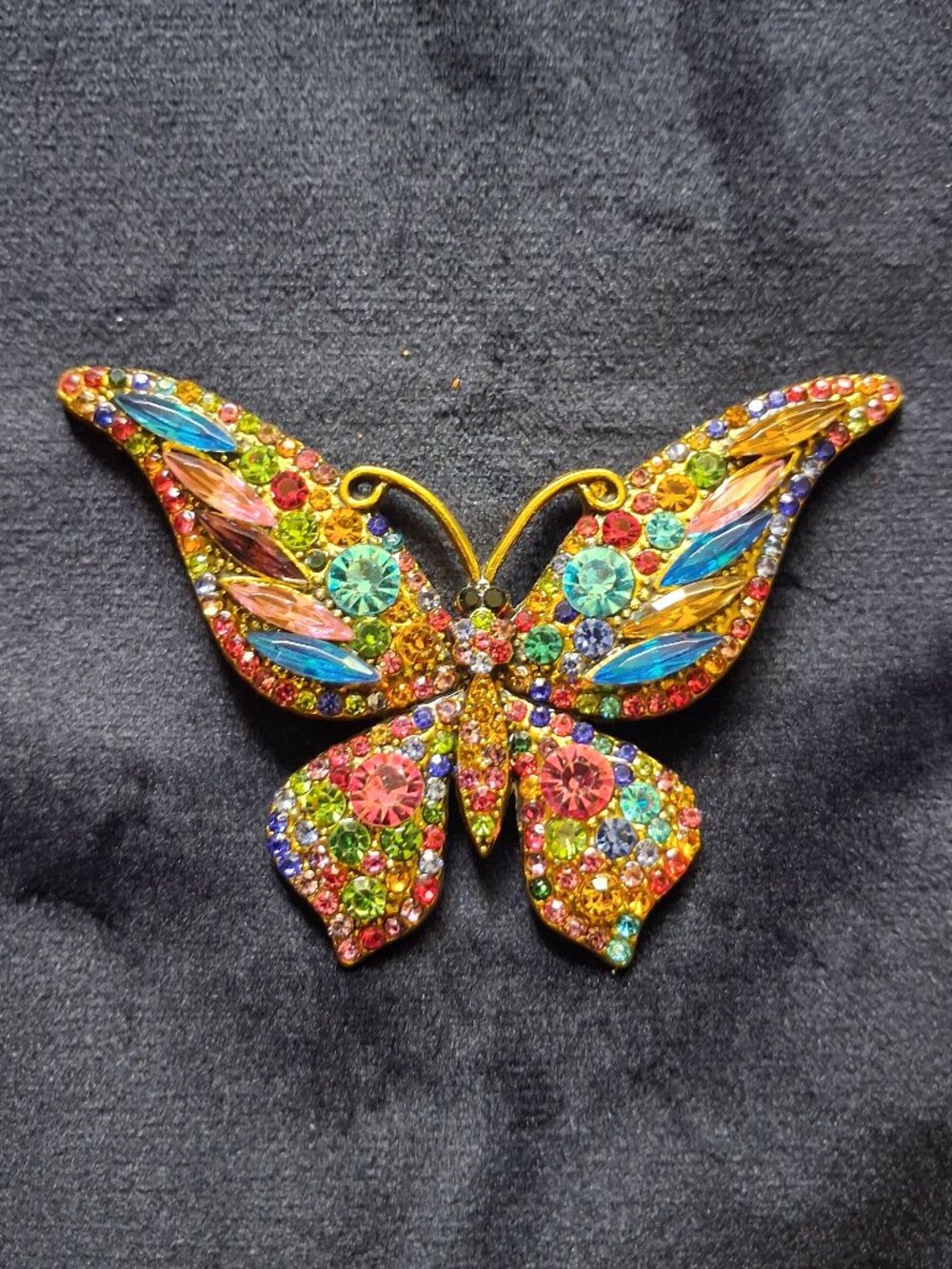 Elegant Crystal Rhinestone Butterfly Refrigerator Magnet Upcycled from Brooches